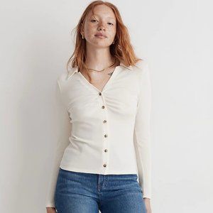 Madewell Ruched Polo Cardigan Size XXS NWOT